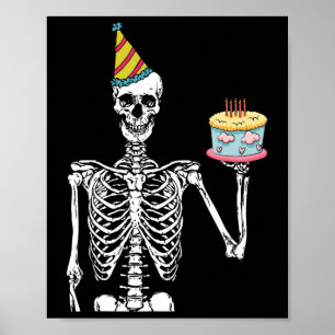Affiche Skeleton Birthday Party Lazy Halloween Costume Fun
