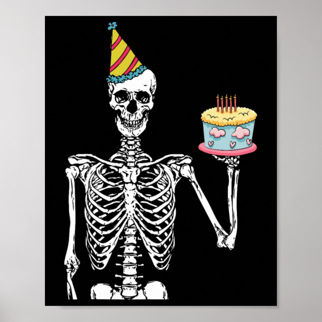 Affiche Skeleton Birthday Party Lazy Halloween Costume Fun (Devant)