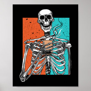 Affiche Skeleton Boire Café Lover Drôle Halloween Sku