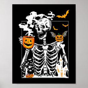 Affiche Skeleton Boire Café Lover Drôle Halloween Sku