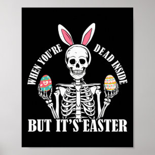 Affiche Skeleton Bunny Mort À L'Intérieur Mais Pâques Drôl