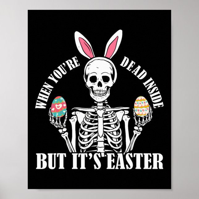 Affiche Skeleton Bunny Mort À L'Intérieur Mais Pâques Drôl (Devant)