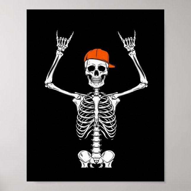 Affiche Skeleton Casquette Patinage Cool Halloween Punk Ro (Devant)