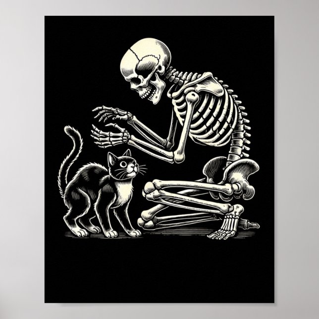Affiche Skeleton Cat Art For Men Femme Feline Costume Hall (Devant)