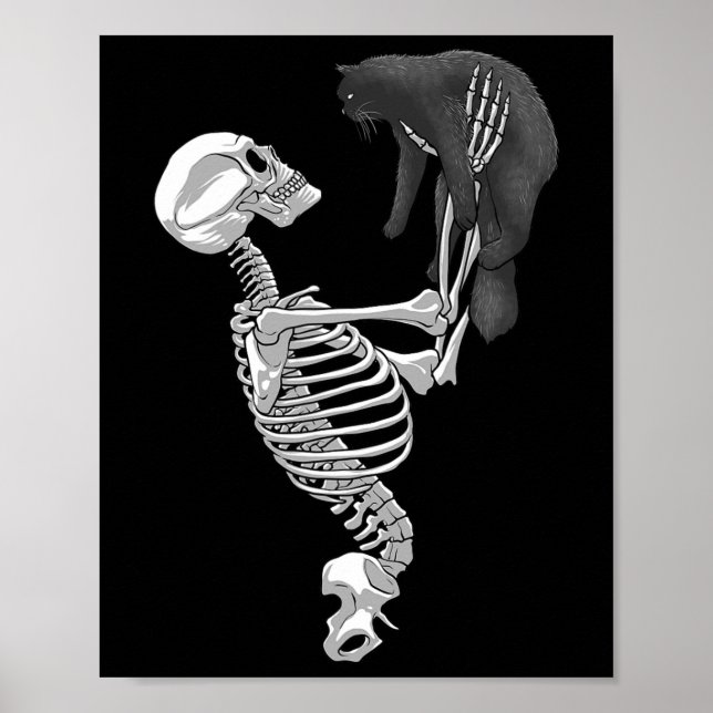 Affiche Skeleton Cat Art For Men Femme Feline Costume Hall (Devant)