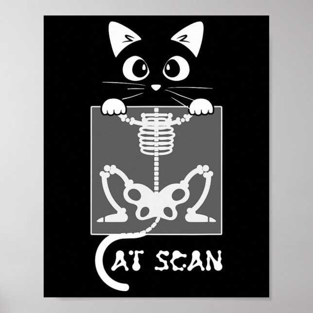 Affiche Skeleton Cat Scan Ct Scaning Funny X Ray Pun mème (Devant)