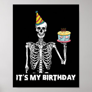 Affiche Skeleton C'est ma fête d'anniversaire Halloween Bi