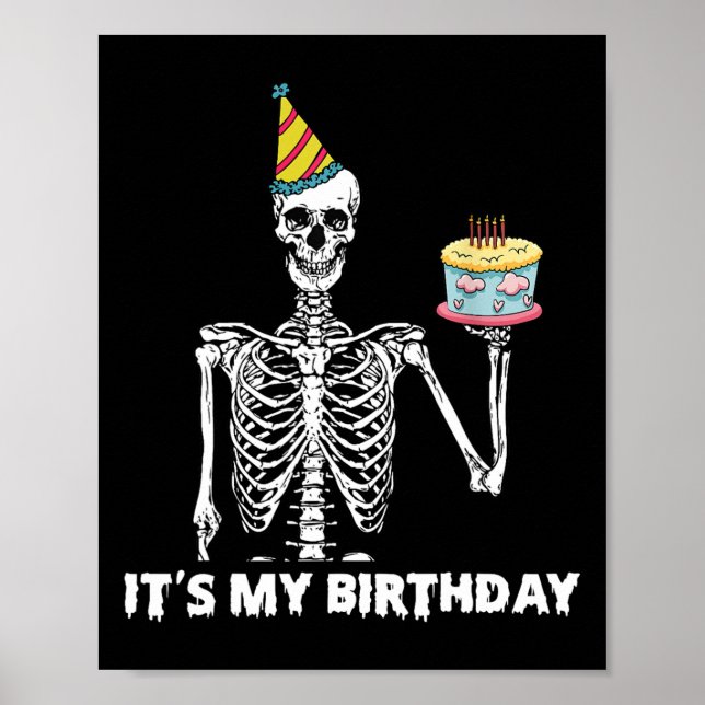 Affiche Skeleton C'est ma fête d'anniversaire Halloween Bi (Devant)