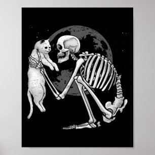Affiche Skeleton Chat Crâne Kitty mignonne Fantôme Hallowe