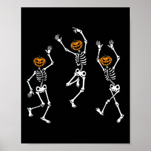 Affiche Skeleton Citrouille Danser Halloween Éffrayant Bon