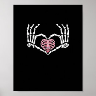 Affiche Skeleton Coeur main drôle Halloween Femmes Hommes