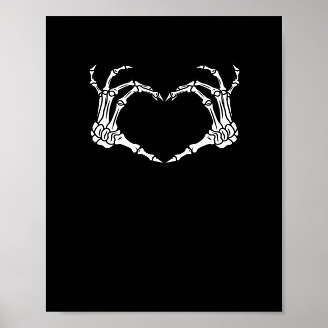 Affiche Skeleton Coeur main Halloween Design (Devant)