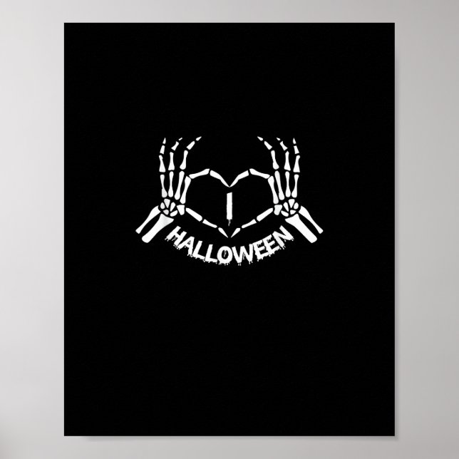 Affiche Skeleton Coeur main Lazy Costume d'Halloween drôle (Devant)