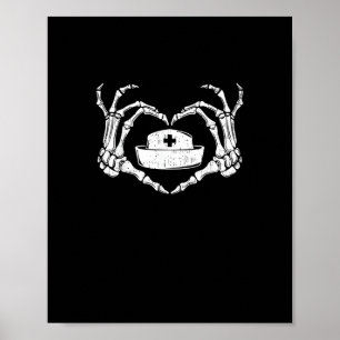 Affiche Skeleton Coeur main Lazy Costume d'Halloween Drôle