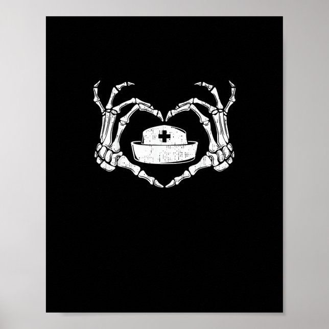 Affiche Skeleton Coeur main Lazy Costume d'Halloween Drôle (Devant)