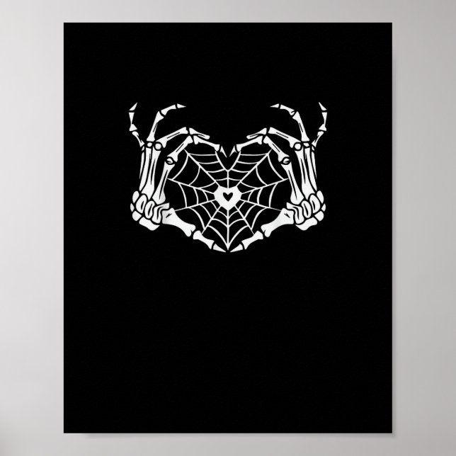 Affiche Skeleton Coeur main Spiderweb Halloween Cobweb Par (Devant)
