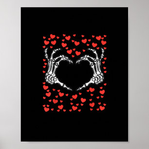 Affiche Skeleton Coeur main Valentines Jour Drôle Classiqu