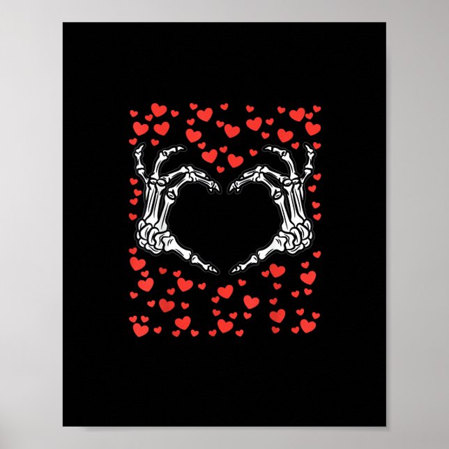 Affiche Skeleton Coeur main Valentines Jour Drôle Classiqu (Devant)