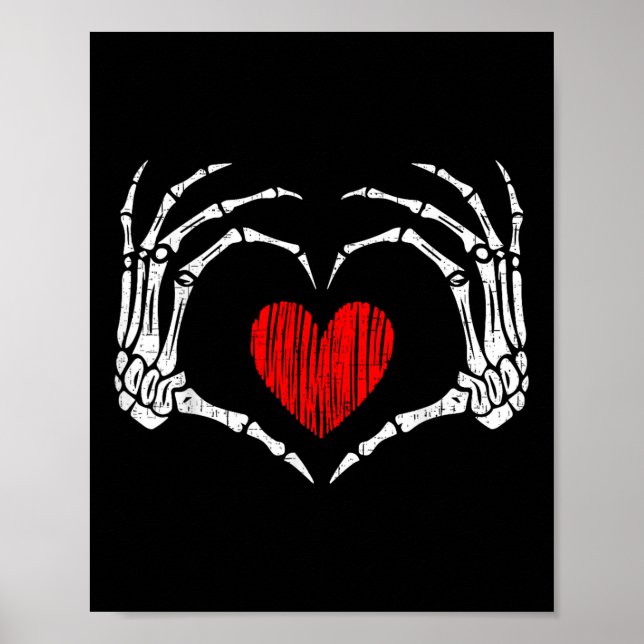 Affiche Skeleton Coeur main Valentines Jour Drôle Femmes E (Devant)
