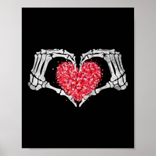 Affiche Skeleton Coeur main Valentines Jour Funny Bones Lo
