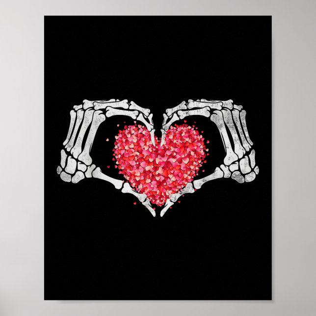 Affiche Skeleton Coeur main Valentines Jour Funny Bones Lo (Devant)