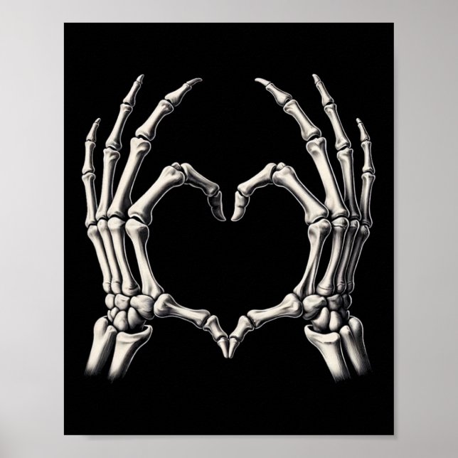Affiche Skeleton Coeur main Xray Retro Funny Halloween Cos (Devant)