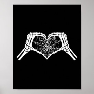 Affiche Skeleton Coeur mains Spiderweb Halloween Éffrayant