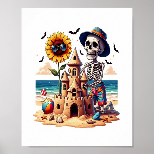 Affiche Skeleton cool à la plage (Devant)