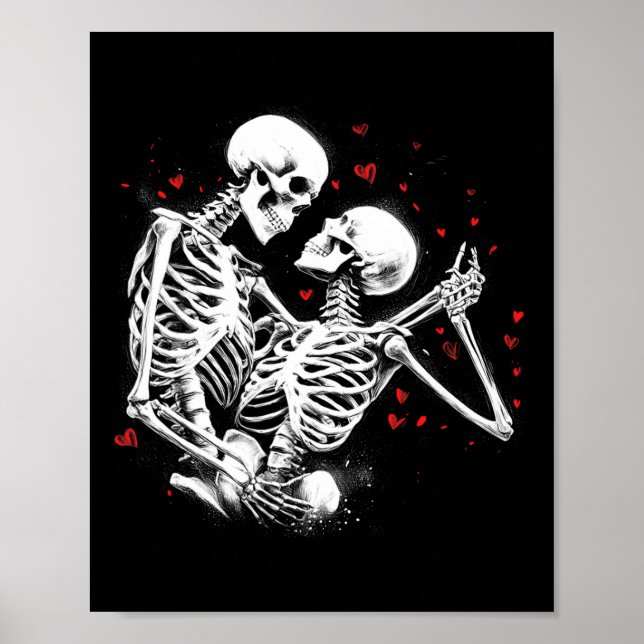 Affiche Skeleton Couple pour la Saint Valentin d'Halloween (Devant)