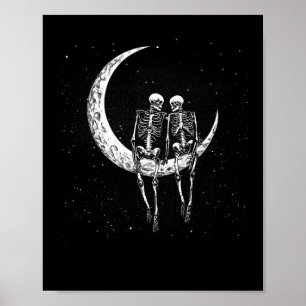 Affiche Skeleton Couple Sur Lune Drôle Costume Halloween M