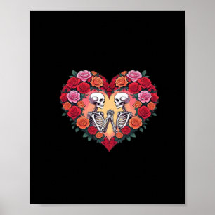 Affiche Skeleton Couple Tenant Les Mains Dans Un Coeur De 