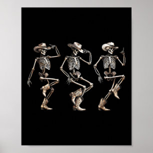 Affiche Skeleton Cowboys Line Danser Humour Halloween H