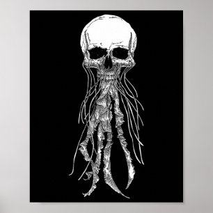 Affiche Skeleton Crâne méduse d'horreur Halloween Rock N R