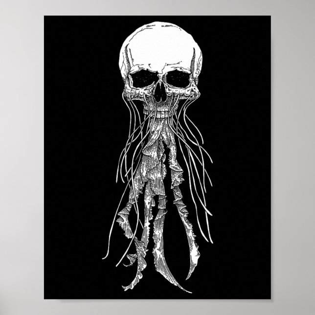 Affiche Skeleton Crâne méduse d'horreur Halloween Rock N R (Devant)