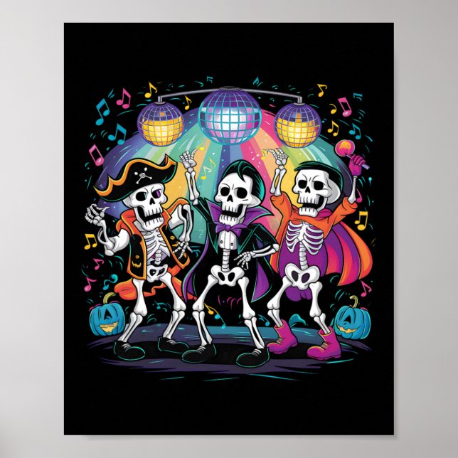 Affiche Skeleton Dance Party Halloween Éffrayant (Devant)
