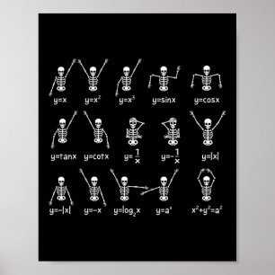 Affiche Skeleton Danse Chiffres Équation Math Enseignant H