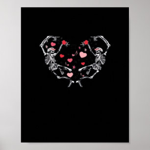 Affiche Skeleton Danser Coeur Saint Valentin Cadeau Crâne