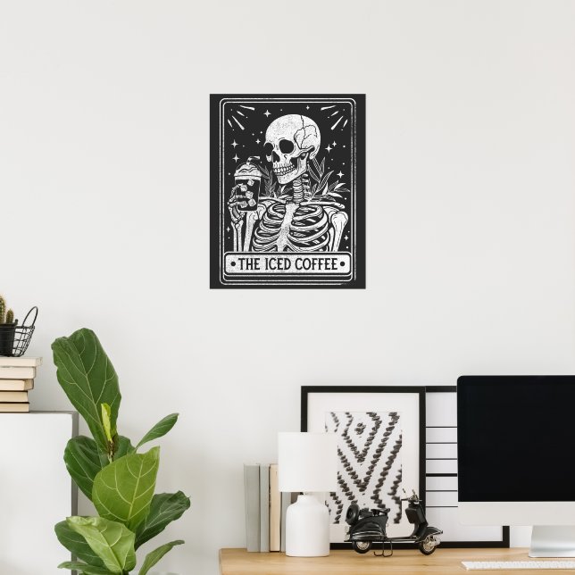 Affiche Skeleton de café glacé Halloween Lover de café (Bureau à domicile)