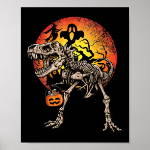 Affiche Skeleton Dinosaur T rex Citrouille Costume d'Hallo