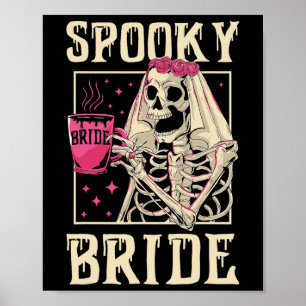 Affiche Skeleton Éffrayant Mariée Mariage Chelorette Hallo
