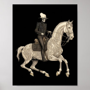 Affiche Skeleton équitation Cheval Cowboy Horse Lover Hall