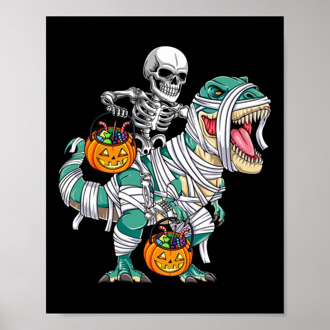 Affiche Skeleton équitation Dinosaur T Rex Fun Kids Boys H (Devant)