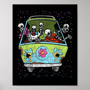 Affiche Skeleton équitation Hippie Van Halloween Costume R