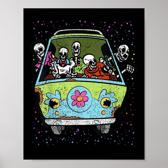 Affiche Skeleton équitation Hippie Van Halloween Costume R (Devant)
