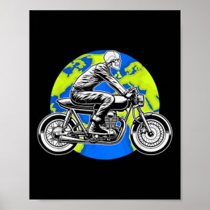 Affiche Skeleton équitation Jour des terres de moto Cool E
