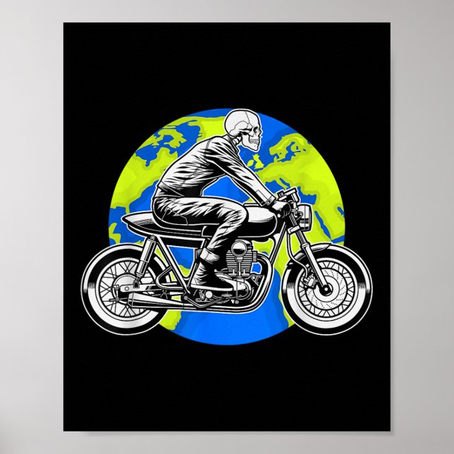 Affiche Skeleton équitation Jour des terres de moto Cool E (Devant)