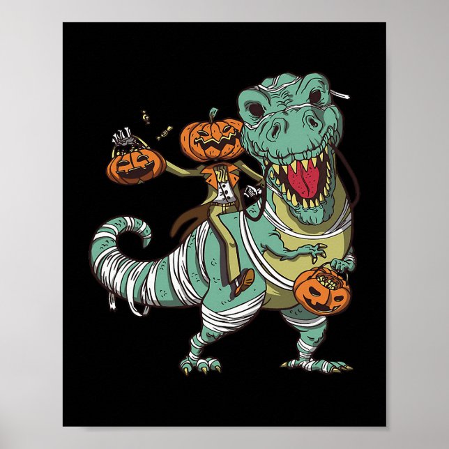 Affiche Skeleton équitation Jurassic Dinosaur Halloween gr (Devant)