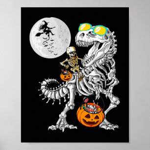 Affiche Skeleton équitation maman Dinosaur T Rex Halloween