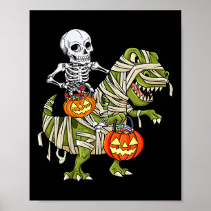 Affiche Skeleton équitation maman Dinosaur T Rex Halloween