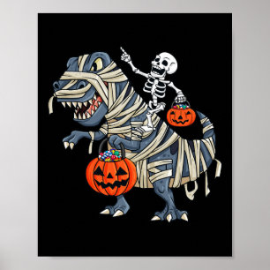 Affiche Skeleton équitation maman T Rex Halloween Garçons